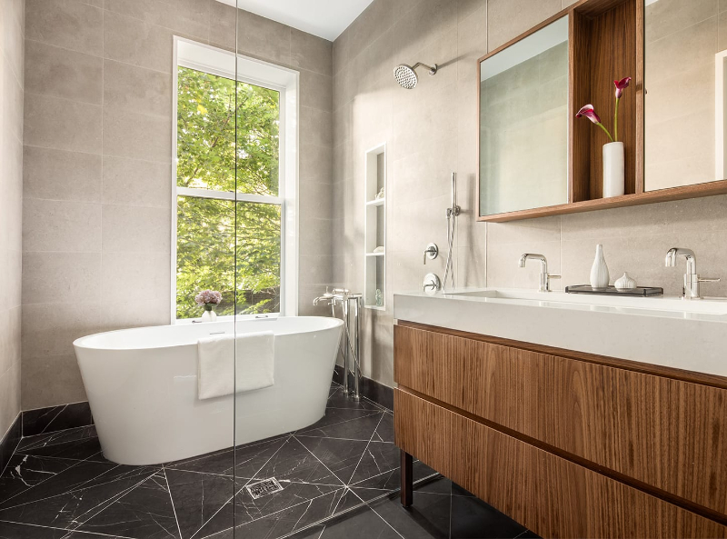 Meshberg Group. Bathroom Design With Neutral Tones